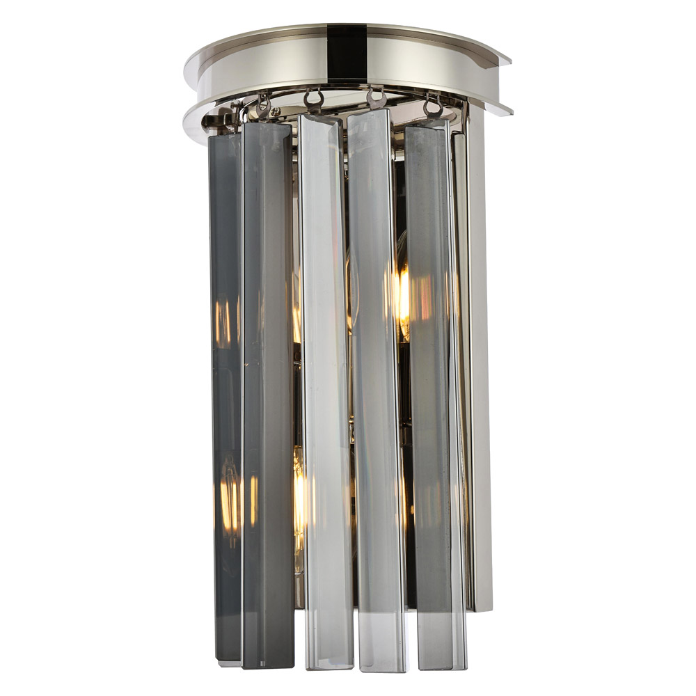 Elegant Urban Classic Sydney Collection Wall Lamp - Polished Nickel/Silver Shade (1208W8PN-SS-RC)