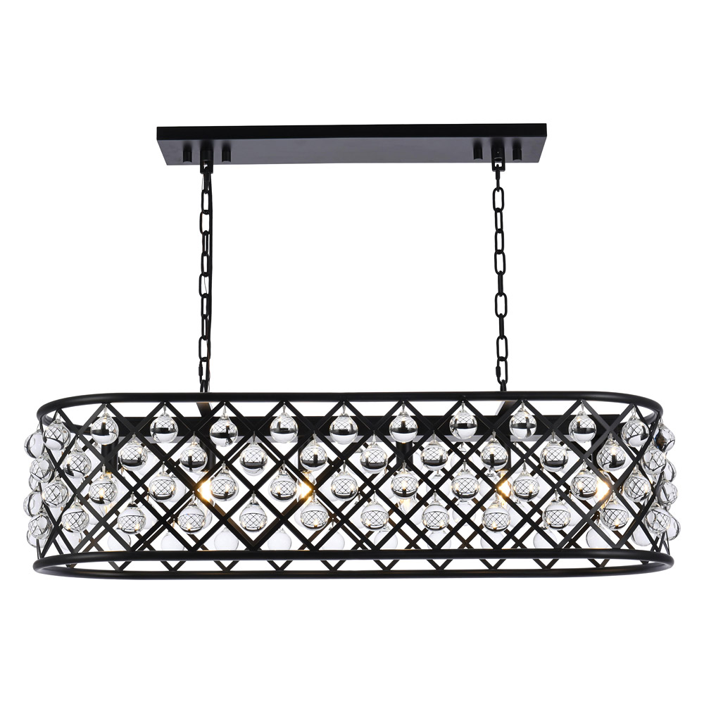 Elegant - Crystal Grid Rectangular 7 Light Chandelier (PNT-1215G)