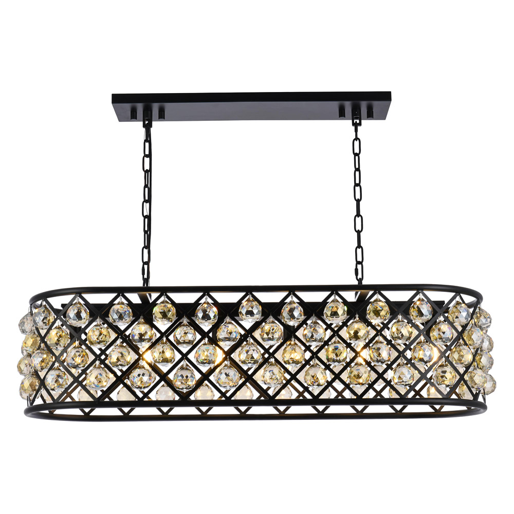 Elegant - Crystal Grid Rectangular 7 Light Chandelier (PNT-1216G)