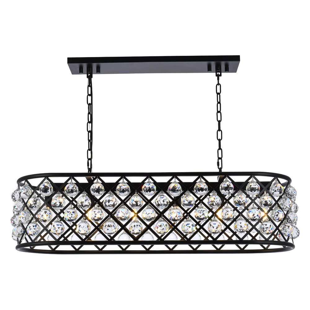 Elegant - Crystal Grid Rectangular 7 Light Chandelier (PNT-1216G)