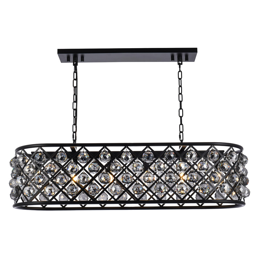 Elegant - Crystal Grid Rectangular 7 Light Chandelier (PNT-1216G)