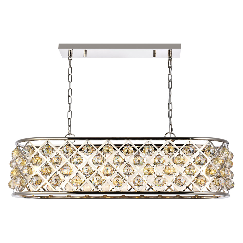 Elegant - Crystal Grid Rectangular 7 Light Chandelier (PNT-1216G)