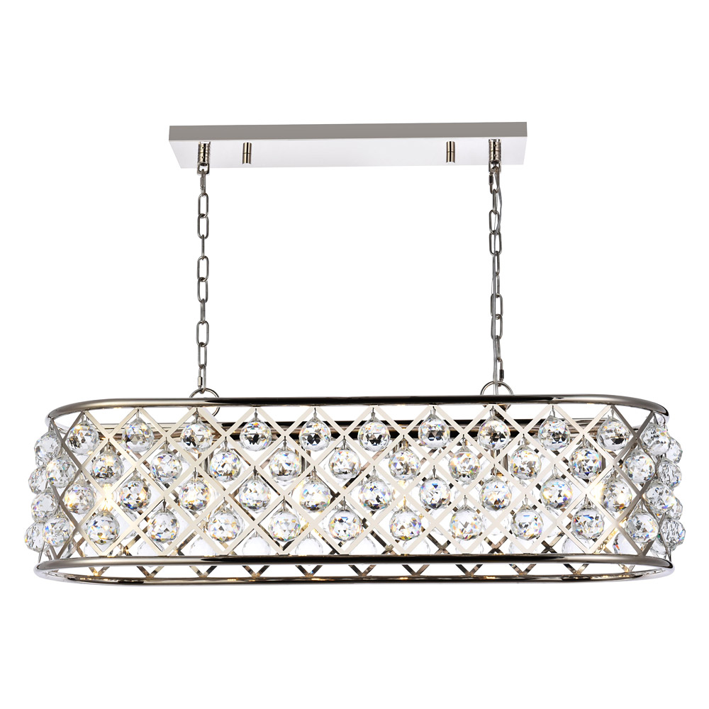 Elegant - Crystal Grid Rectangular 7 Light Chandelier (PNT-1216G)