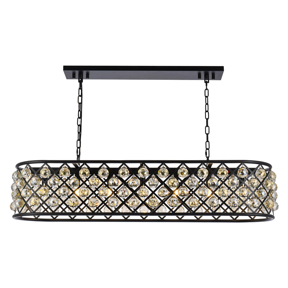 Elegant - Crystal Grid Rectangular 7 Light Chandelier (PNT-1216G)