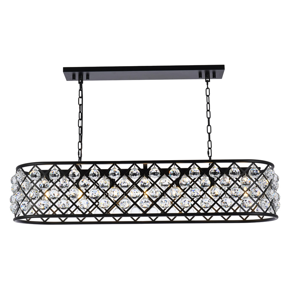 Elegant - Crystal Grid Rectangular 7 Light Chandelier (PNT-1216G)