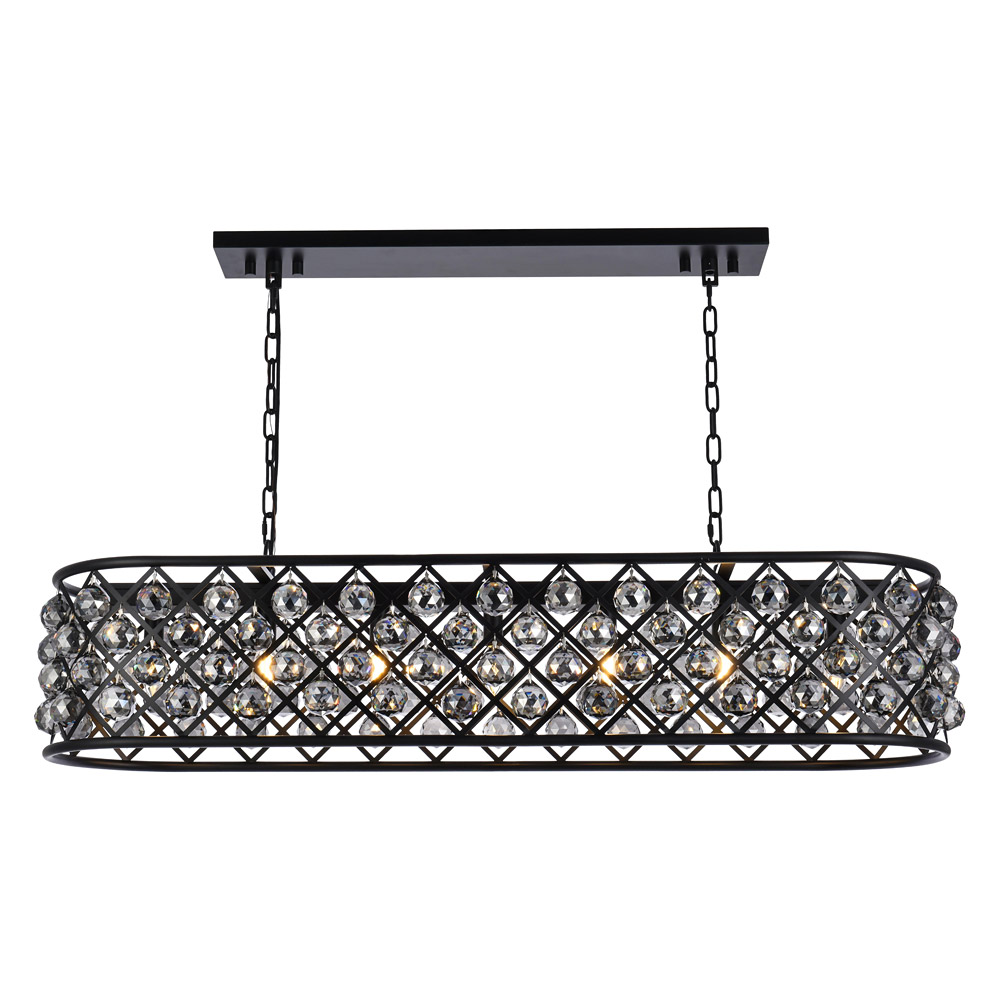 Elegant - Crystal Grid Rectangular 7 Light Chandelier (PNT-1216G)