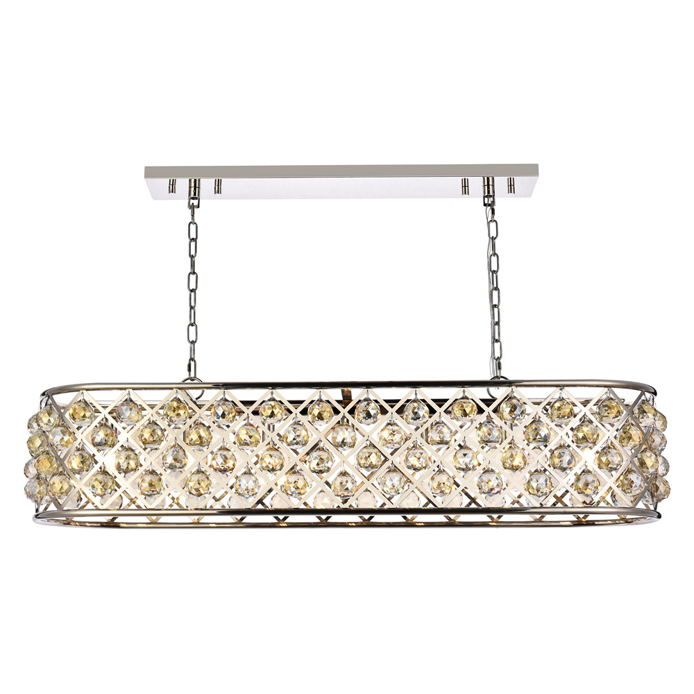 Elegant - Crystal Grid Rectangular 7 Light Chandelier (PNT-1216G)