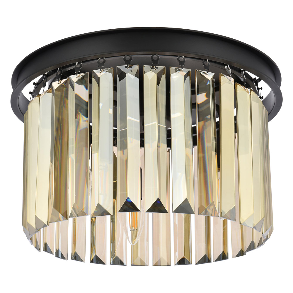 Elegant Urban Classic Flush Mount - Matte Black/Gold, L 16" (1238F16MB-GT-RC)