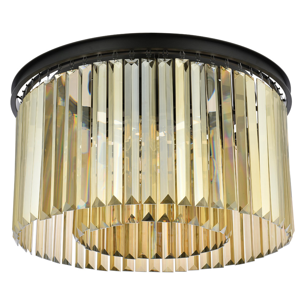 Elegant Urban Classic Flush Mount - Matte Black/Gold, L 26" (1238F26MB-GT-RC)