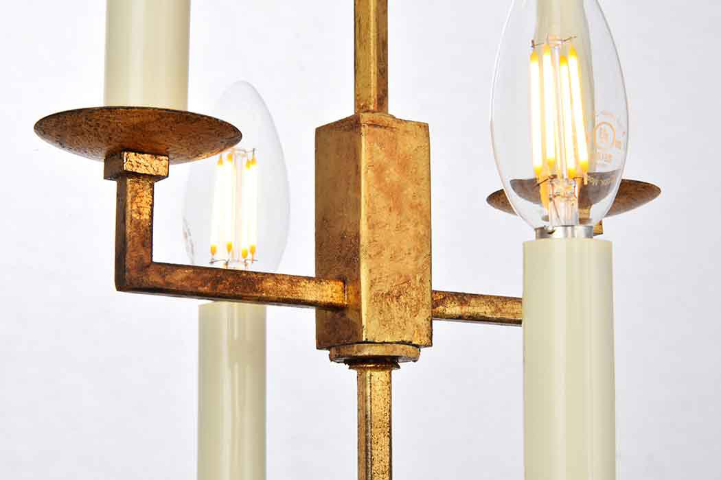 Elegant Urban Classic Denmark Collection 4-Light Pendant Lamp - Golden Iron, L 17" (1512D17GI)