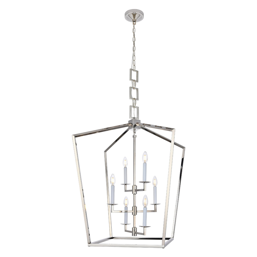 Elegant Urban Classic Denmark Collection 4-Light Pendant Lamp - Polished Nickel, L 24" (1512D24PN)