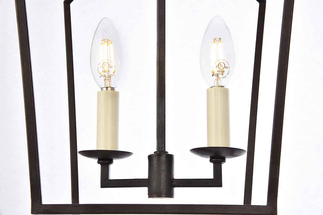 Elegant Urban Classic Denmark Collection 4-Light Pendant Lamp - Vintage Bronze/Gold, L 9.5" (1512D9VB)