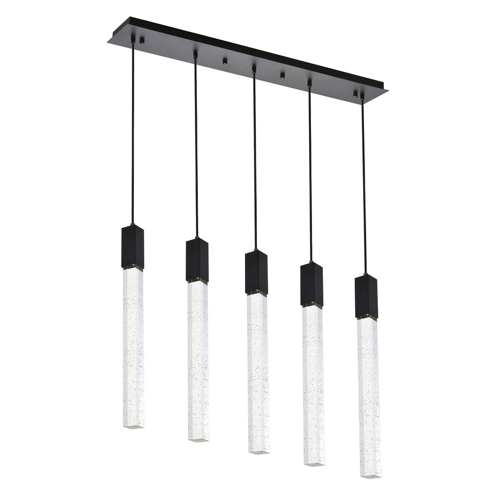 Elegant Zenon 2 Lights Flush Mount Ceiling Fixture - Black, L 36" (2066S36BK)