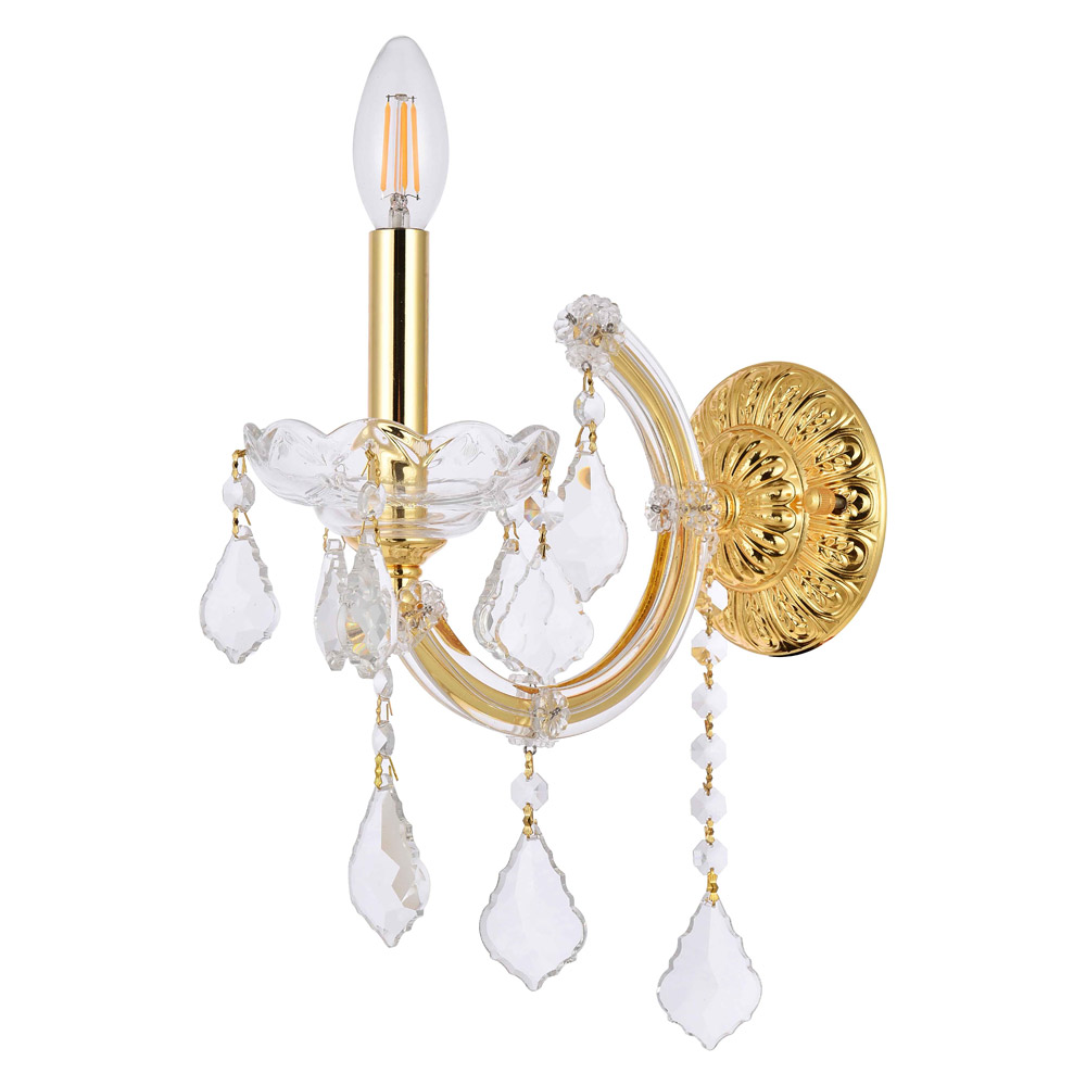 Elegant Maria Theresa 2 Light Wall Sconce - Gold, L 12" (2800W1G-RC)