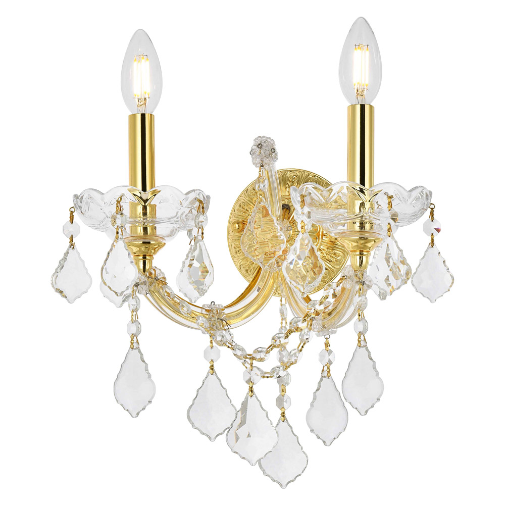 Elegant Maria Theresa 2 Light Wall Sconce - Gold, L 16" (2800W2G-RC)