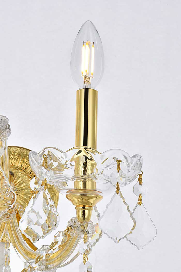 Elegant Maria Theresa 2 Light Wall Sconce - Gold, L 16" (2800W2G-RC)