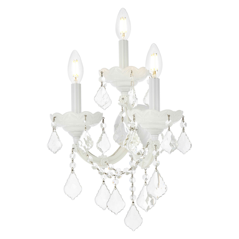 Elegant Maria Theresa 2 Light Wall Sconce - White, L 19" (2800W3WH-RC)