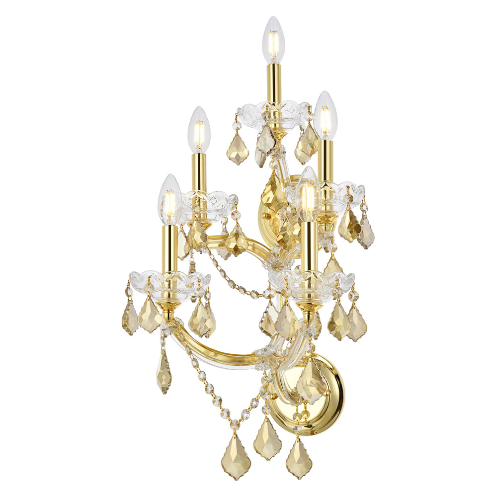 Elegant Maria Theresa 2 Light Wall Sconce - Gold/Golden Teak, L 29.5" (2800W5G-GT-RC)