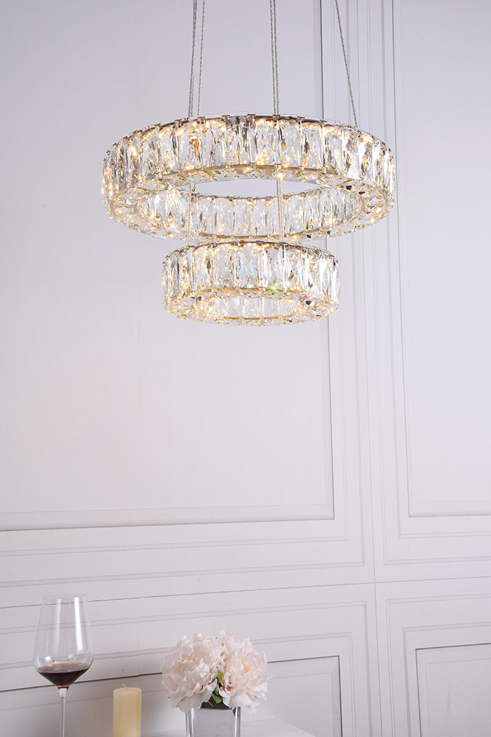 Elegant Monroe 5 Tier Led Chandelier - Gold, L 17.7" (3503G18G)