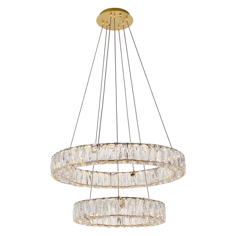 Elegant Monroe 5 Tier Led Chandelier - Gold, L 23.6" (3503G24G)