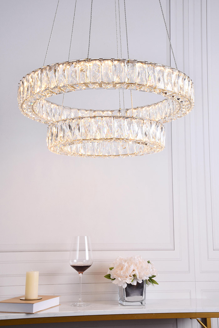 Elegant Monroe 5 Tier Led Chandelier - Gold, L 23.6" (3503G24G)