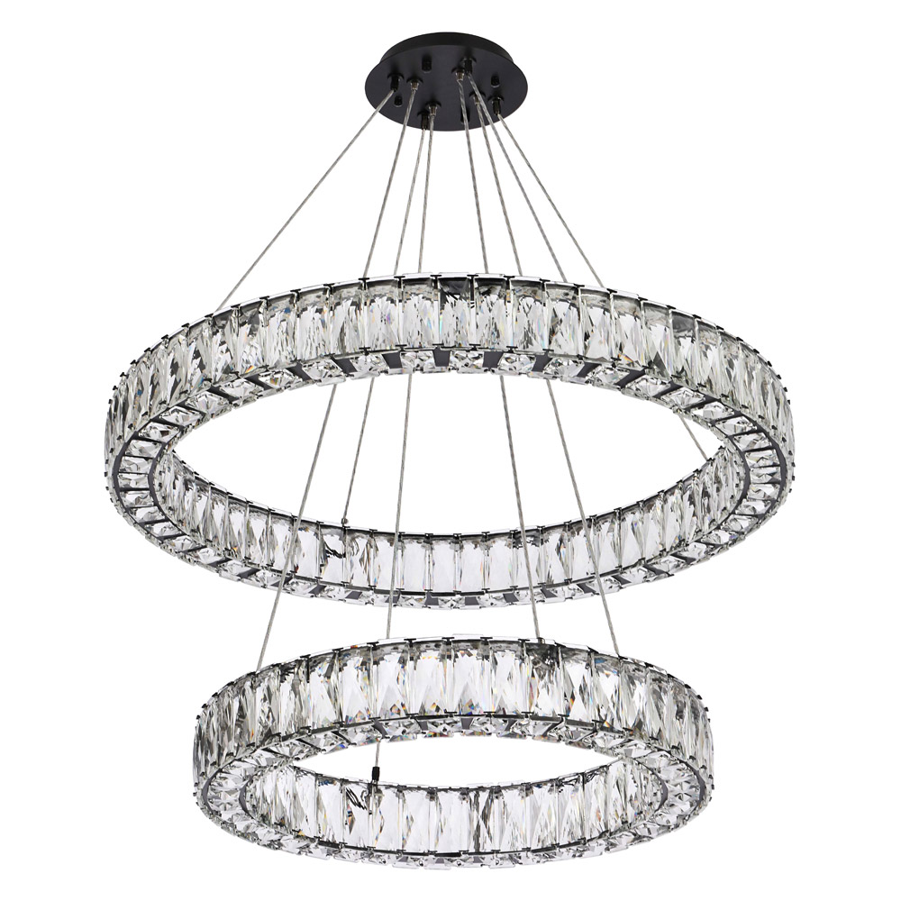 Elegant Monroe 5 Tier Led Chandelier - Black, L 28" (3503G28BK)