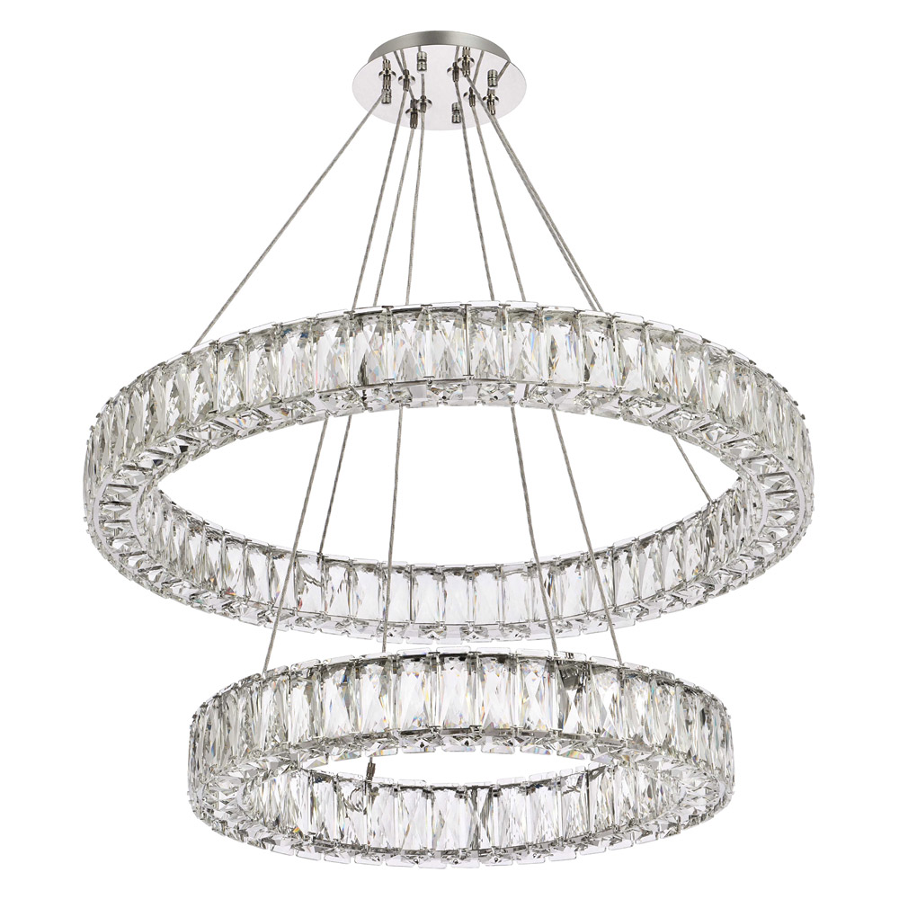 Elegant Monroe 5 Tier Led Chandelier - Chrome, L 28" (3503G28C)