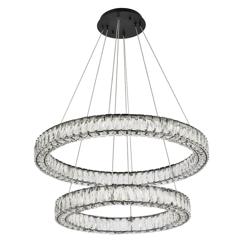 Elegant Monroe 5 Tier Led Chandelier - Black, L 32" (3503G32BK)