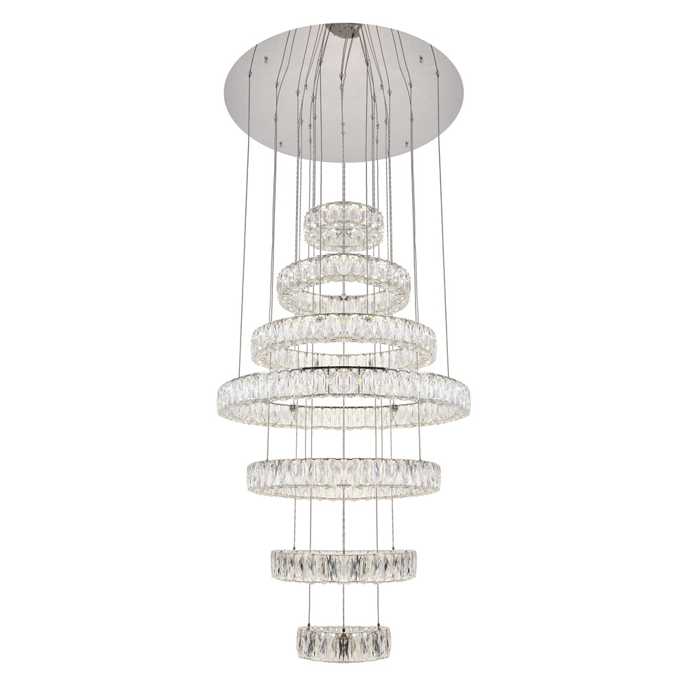 Elegant Monroe 5 Tier Led Chandelier - Chrome, L 34" (3503G34C)