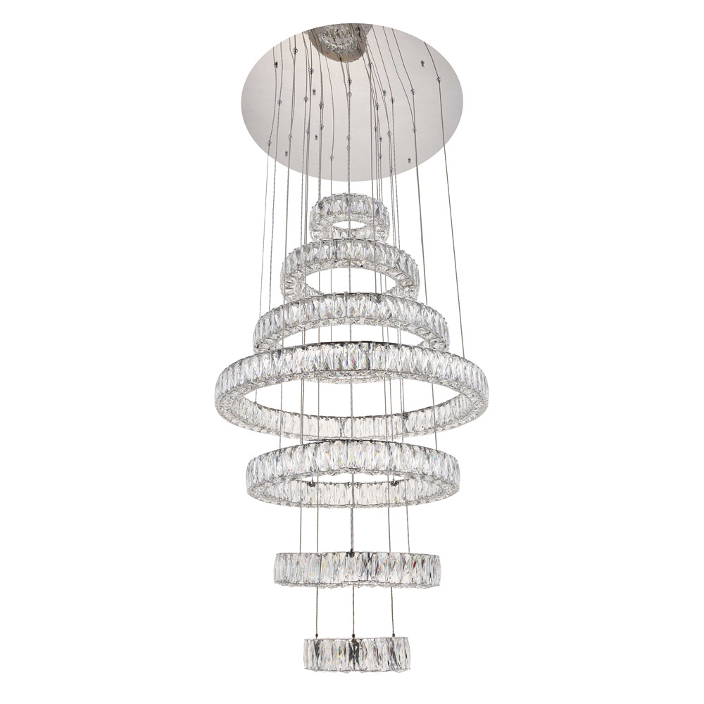 Elegant Monroe 5 Tier Led Chandelier - Chrome, L 34" (3503G34C)