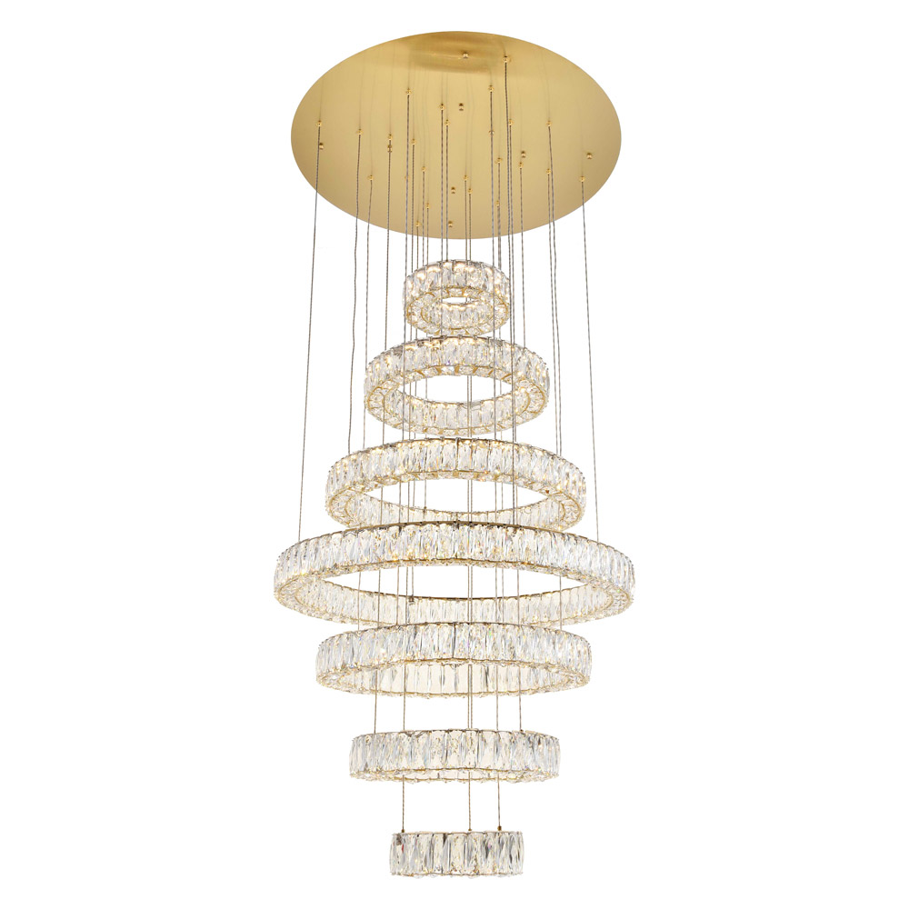 Elegant Monroe 5 Tier Led Chandelier - Gold, L 34" (3503G34G)