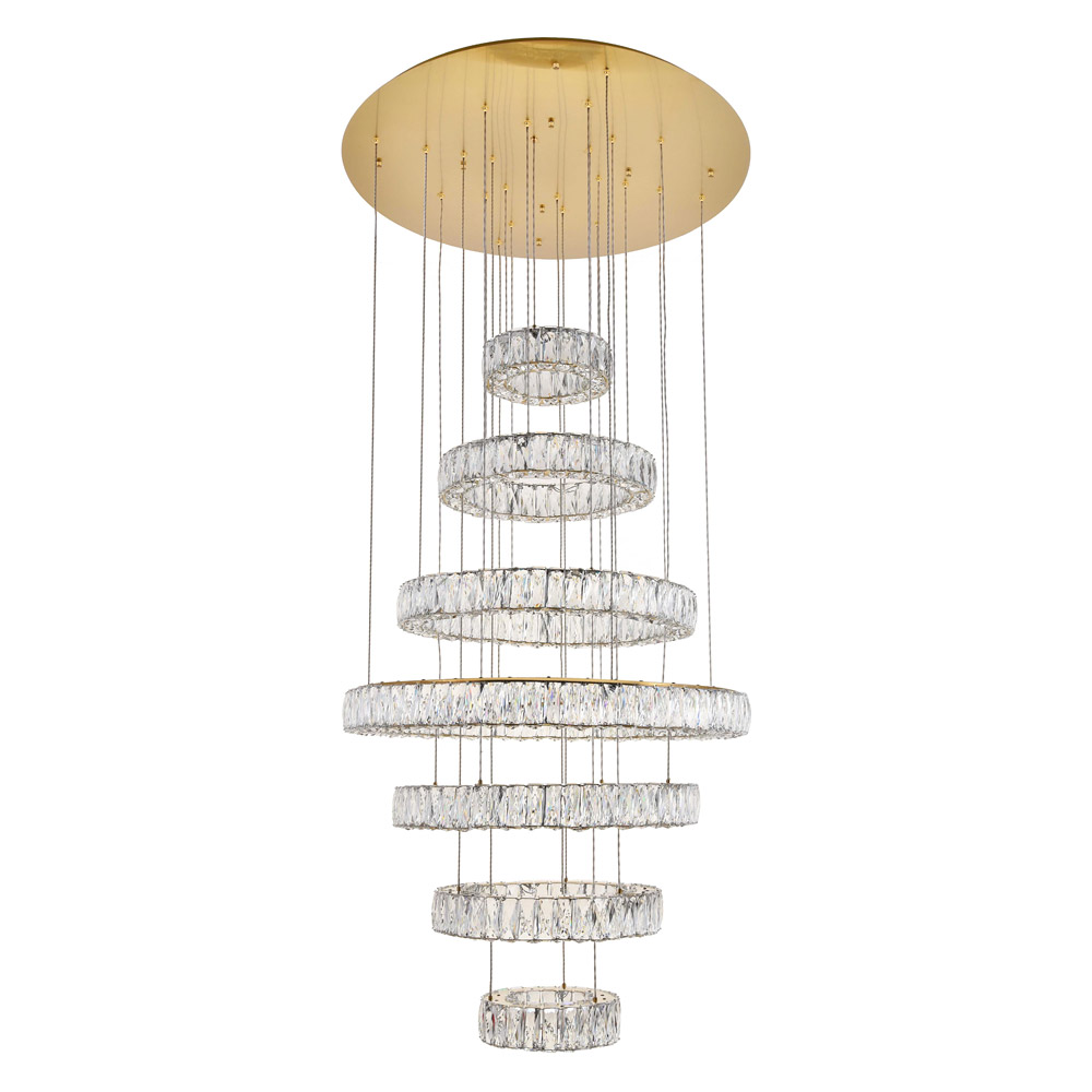 Elegant Monroe 5 Tier Led Chandelier - Gold, L 34" (3503G34G)