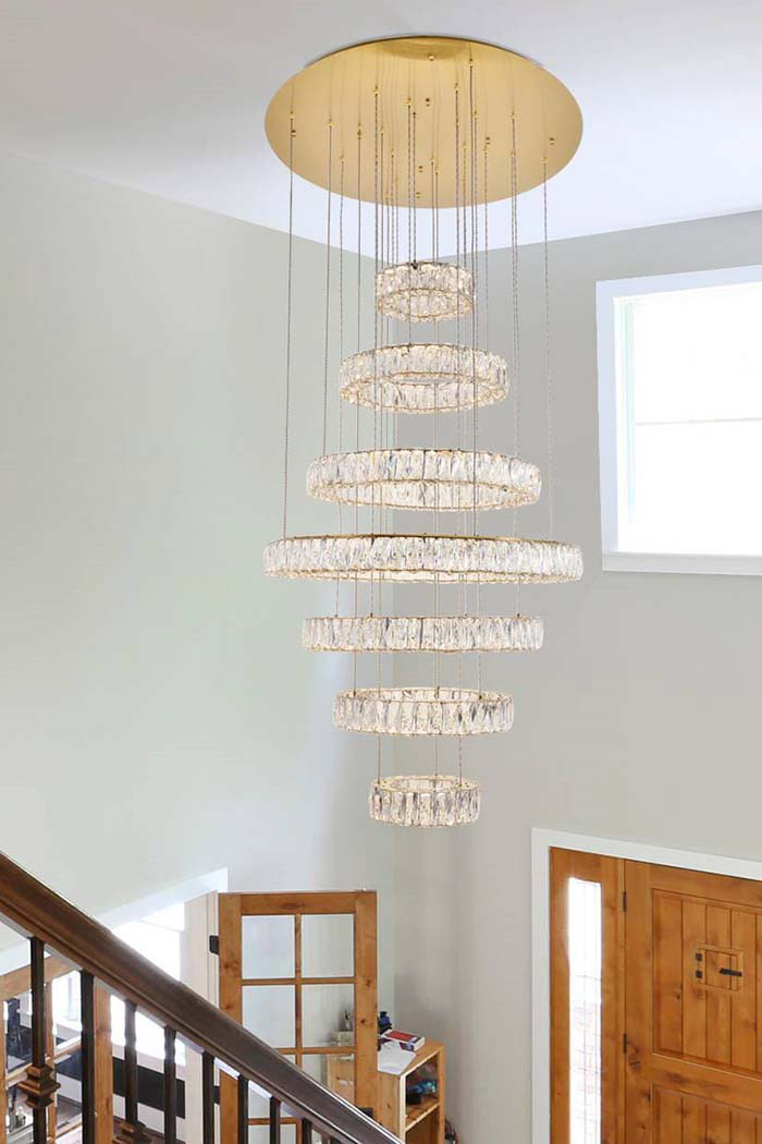 Elegant Monroe 5 Tier Led Chandelier - Gold, L 34" (3503G34G)