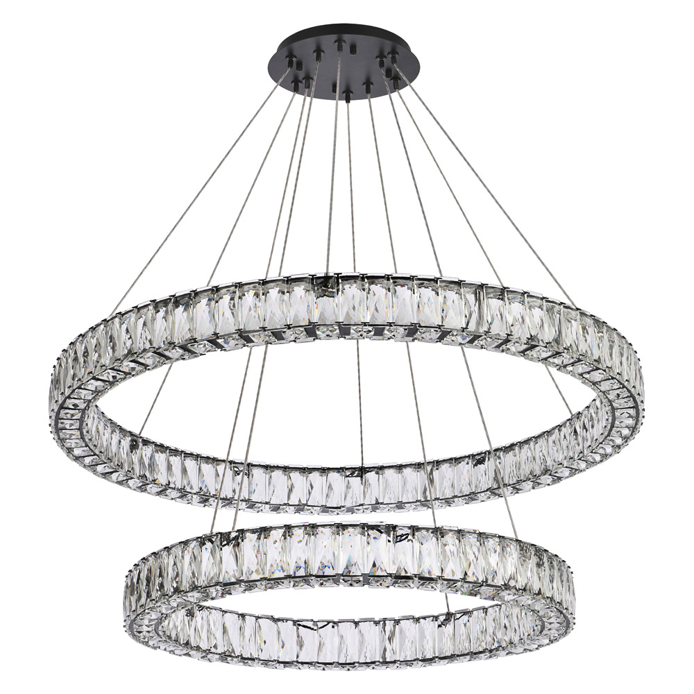 Elegant Monroe 5 Tier Led Chandelier - Black, L 36" (3503G36BK)