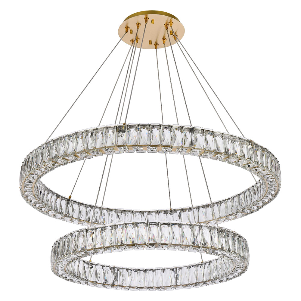 Elegant Monroe 5 Tier Led Chandelier - Gold, L 36" (3503G36G)