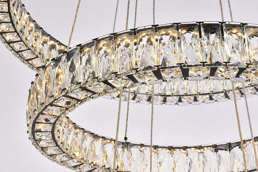 Elegant Monroe 5 Tier Led Chandelier - Black, L 32" (3503G3LBK)