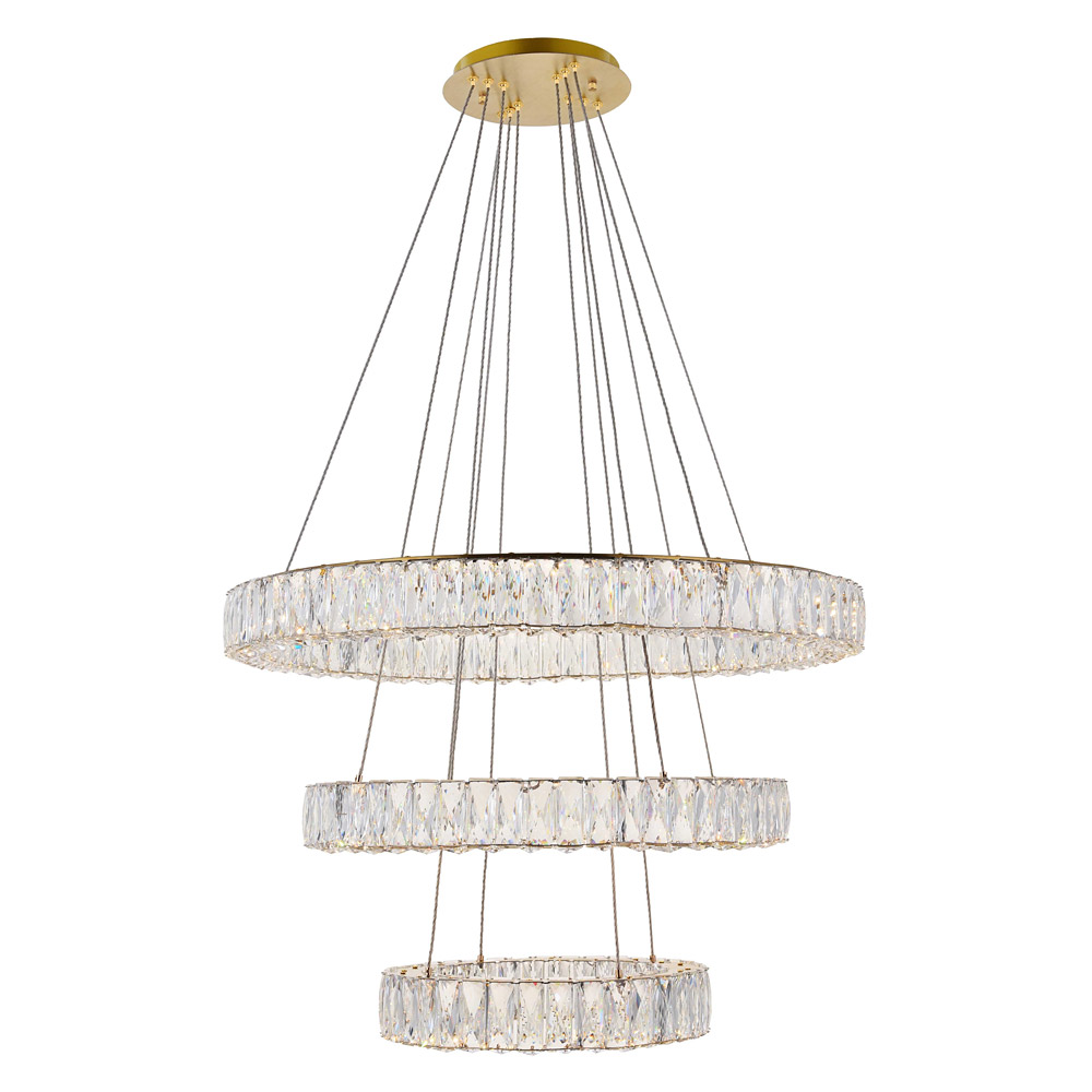 Elegant Monroe 5 Tier Led Chandelier - Gold, L 31.5" (3503G3LG)