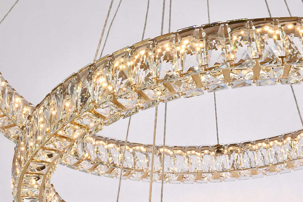 Elegant Monroe 5 Tier Led Chandelier - Gold, L 41" (3503G41LG)