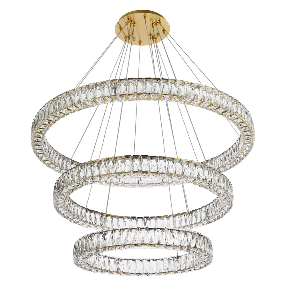 Elegant Monroe 5 Tier Led Chandelier - Gold, L 41" (3503G41LG)