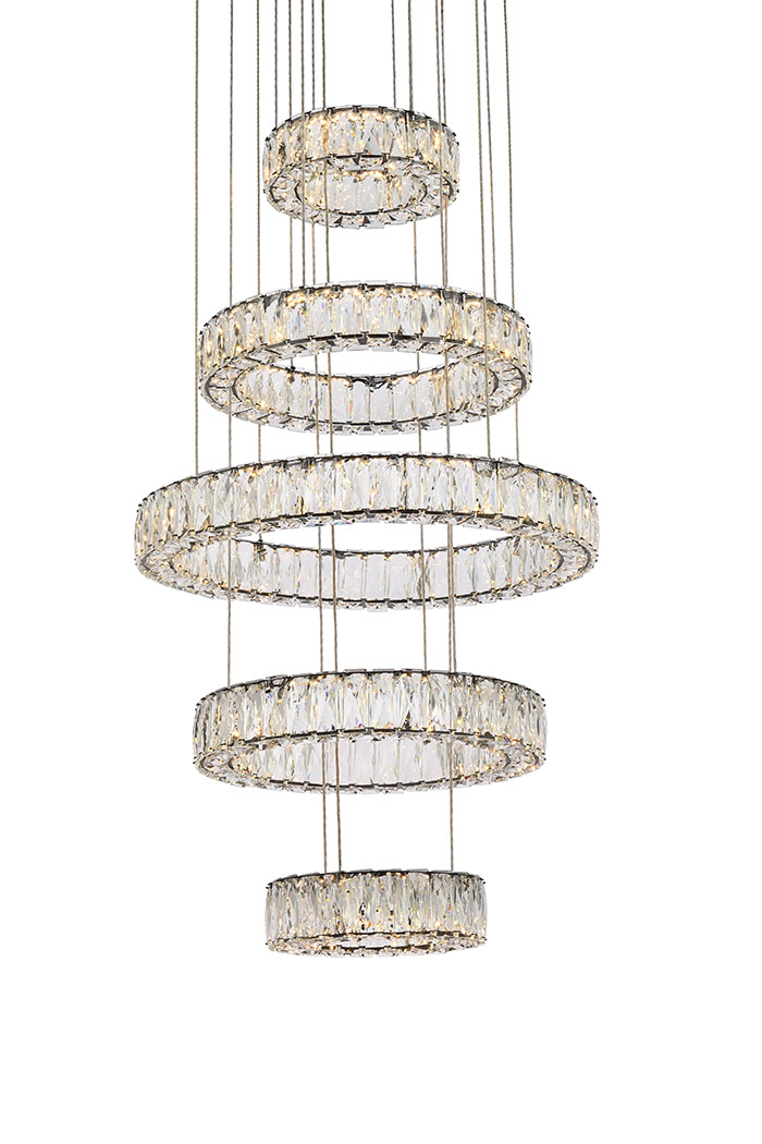 Elegant Monroe 5 Tier Led Chandelier - Black, L 25.6" (3503G5LBK)