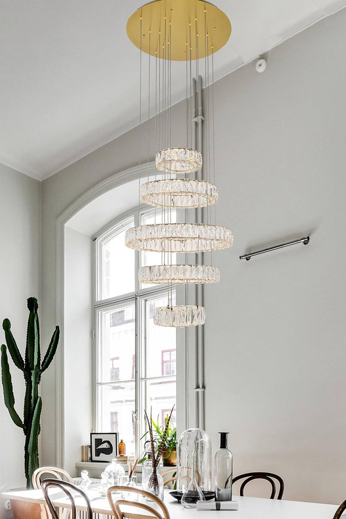 Elegant Monroe 5 Tier Led Chandelier - Gold, L 25.6" (3503G5LG)