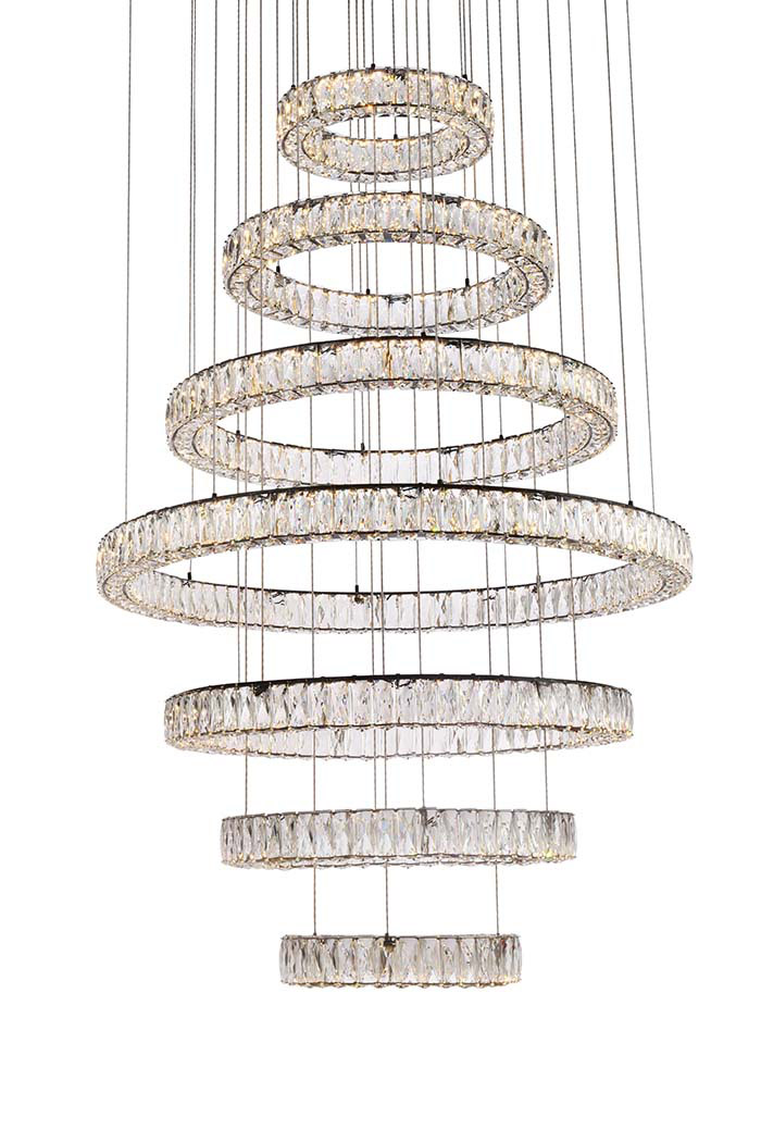 Elegant Monroe 5 Tier Led Chandelier - Black, L 40" (3503G7LBK)