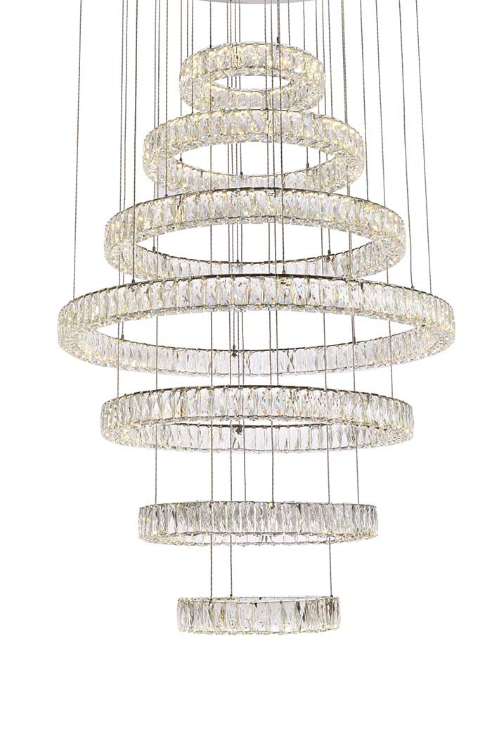 Elegant Monroe 5 Tier Led Chandelier - Chrome, L 40" (3503G7LC)