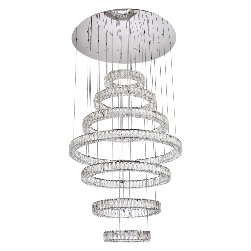 Elegant Monroe 5 Tier Led Chandelier - Chrome, L 40" (3503G7LC)