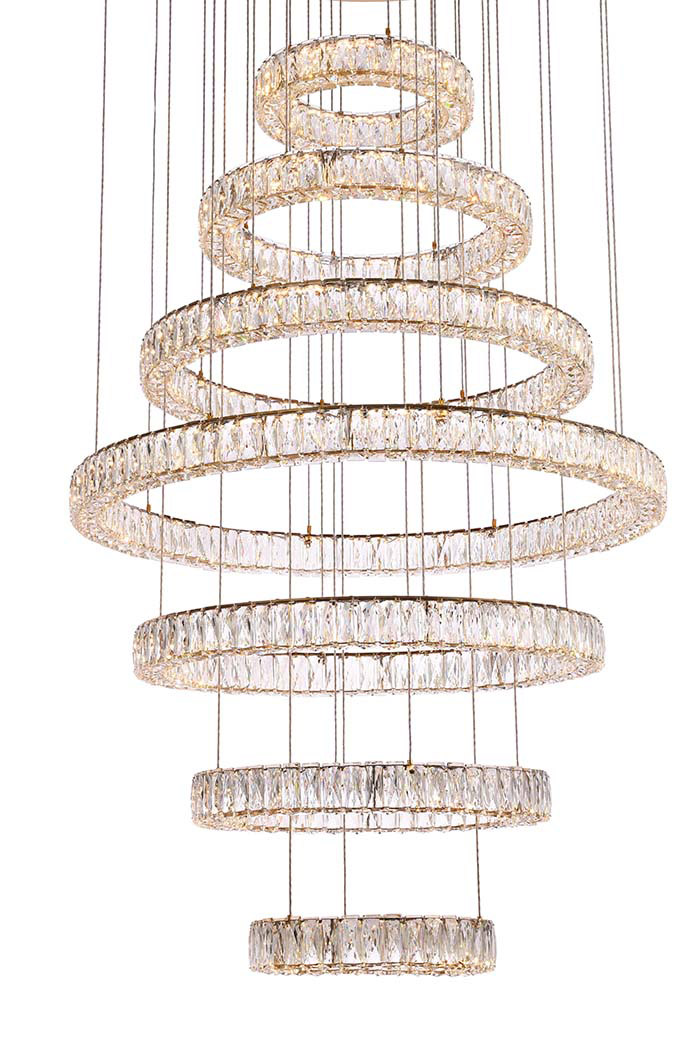 Elegant Monroe 5 Tier Led Chandelier - Gold, L 40" (3503G7LG)