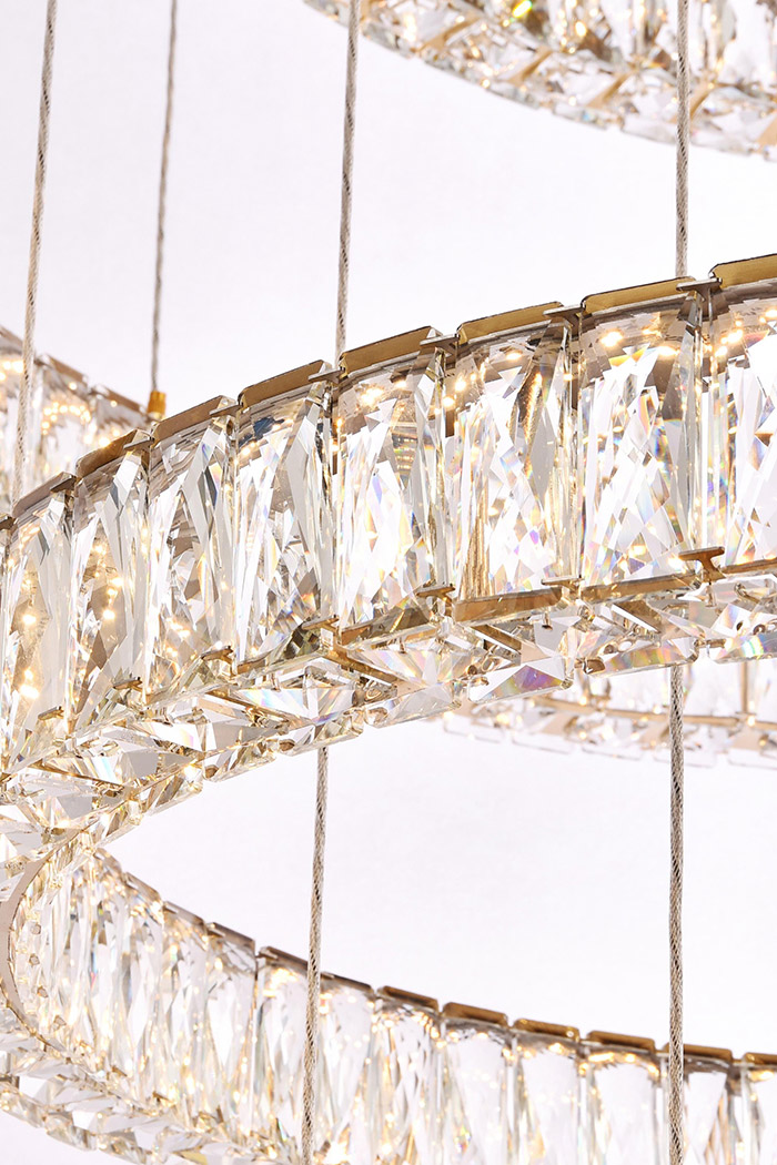 Elegant Monroe 5 Tier Led Chandelier - Gold, L 40" (3503G7LG)