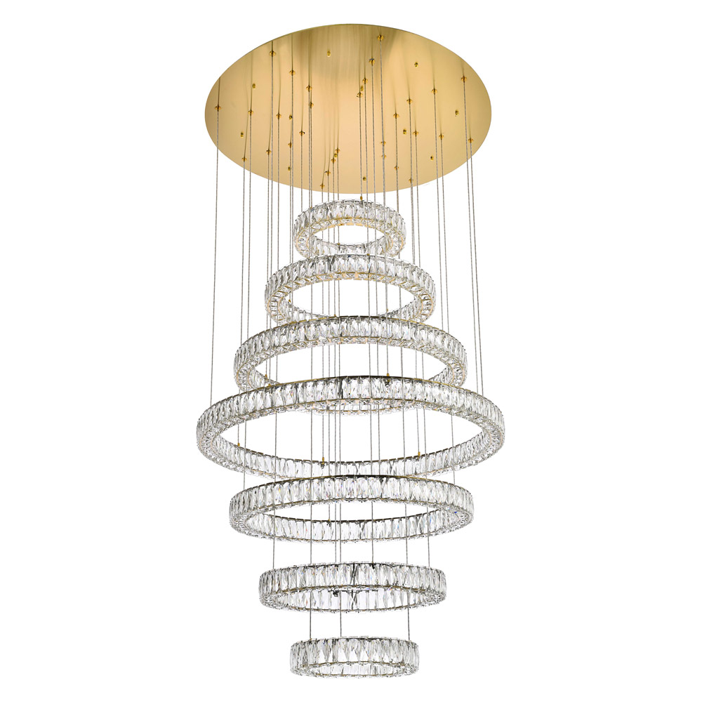 Elegant Monroe 5 Tier Led Chandelier - Gold, L 40" (3503G7LG)