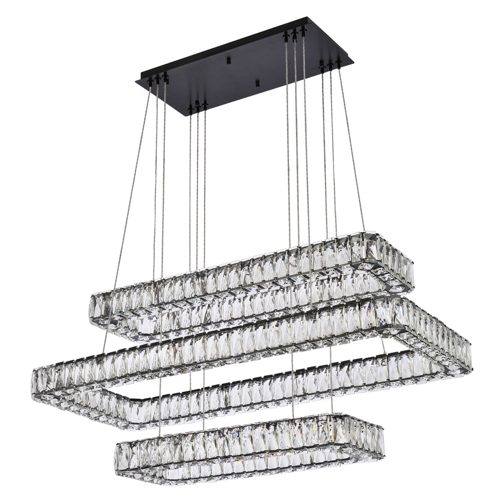 Elegant Pendant Light - Black, L 42", 3 Lights (3504G42L3BK)