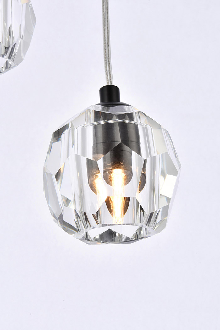 Elegant Eren 1 Light Pendant - Black, L 12" (3505D12BK)