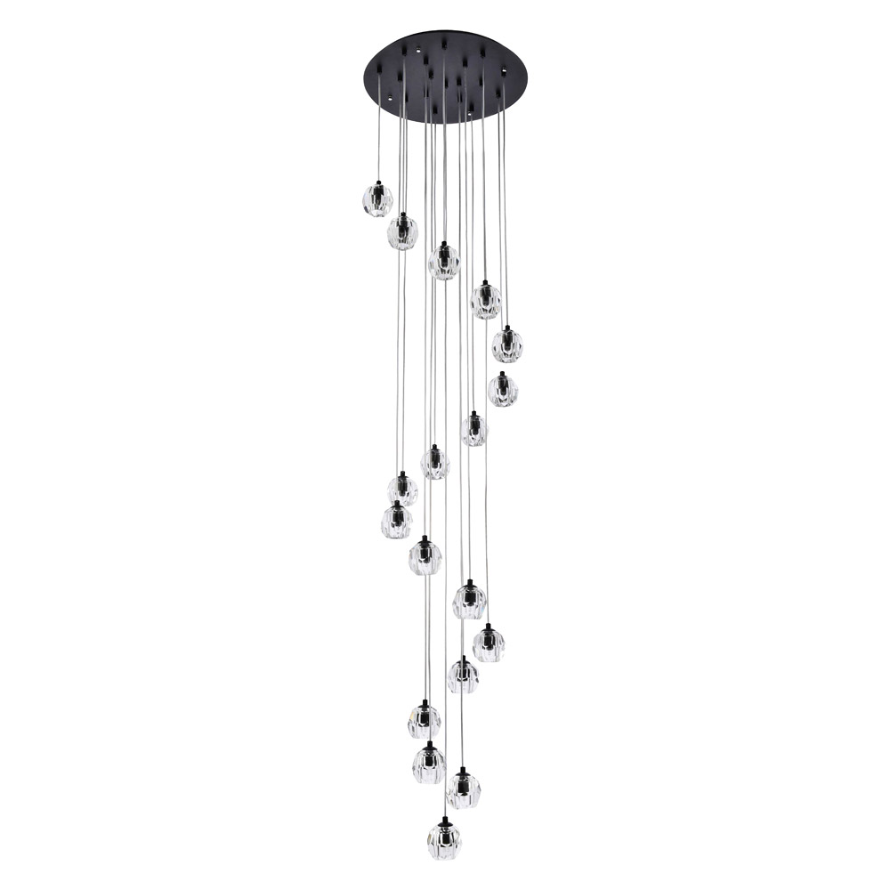 Elegant Eren 1 Light Pendant - Black, L 20" (3505D20BK)